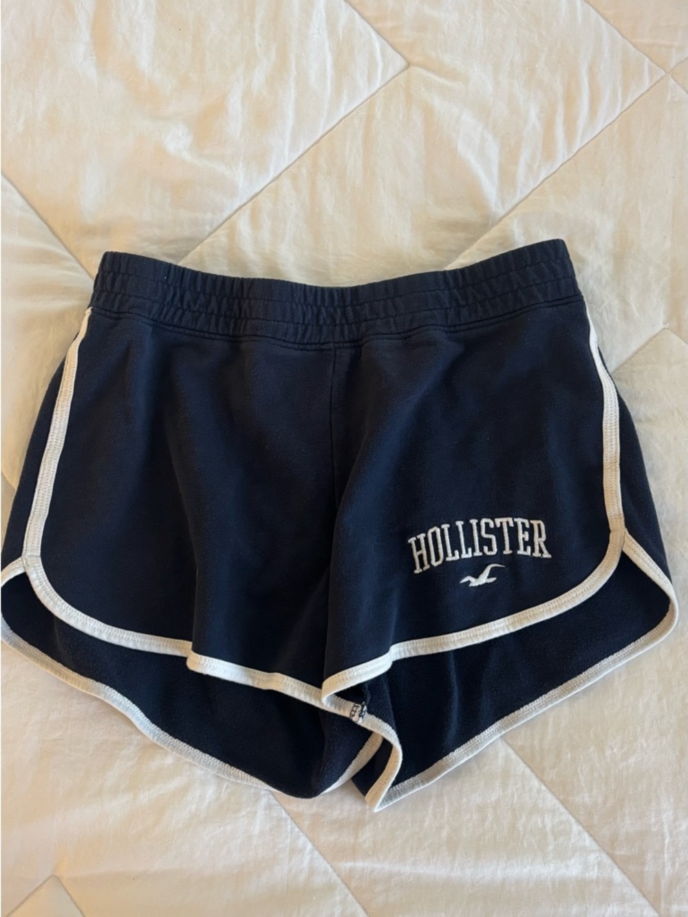 Hollister Women's Navy Shorts with White Trim